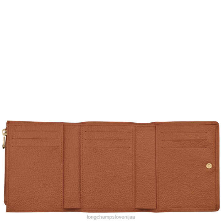 NR0N597 usnjeni izdelki karamela moški Longchamp le foulonne denarnica