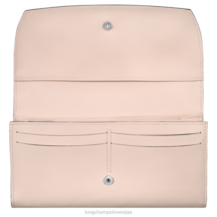 NR0N567 usnjeni izdelki bledo roza ženske Longchamp denarnica roseau continental