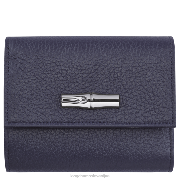 NR0N569 usnjeni izdelki mornarica ženske Longchamp Roseau Essential kompaktna denarnica