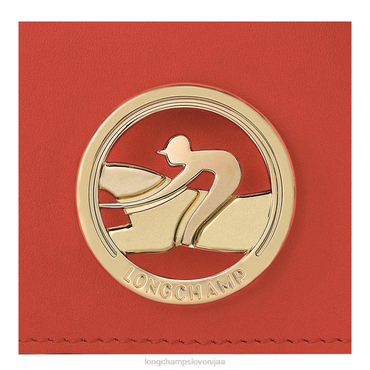 NR0N517 usnjeni izdelki oranžna ženske Longchamp box-trot denarnica za kovance z naramnico