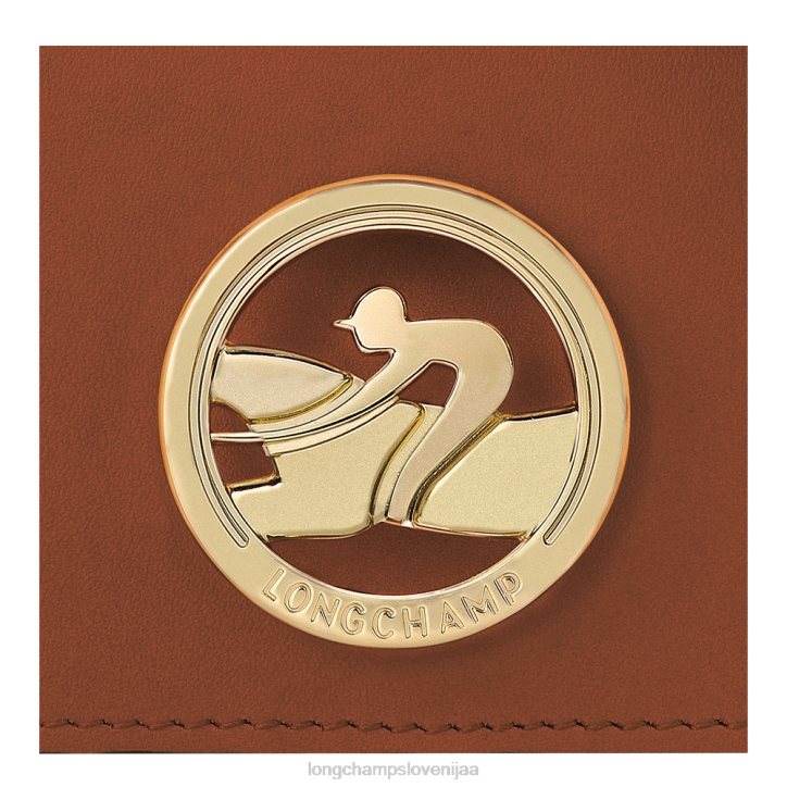 NR0N518 usnjeni izdelki konjak ženske Longchamp box-trot denarnica za kovance z naramnico