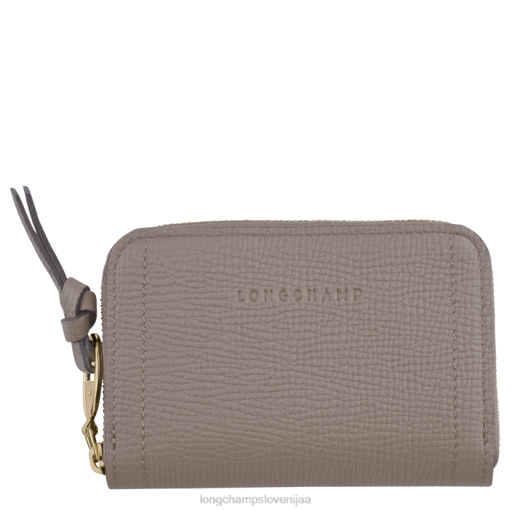 NR0N538 usnjeni izdelki taupe ženske Longchamp poštni nabiralnik denarnica za kovance