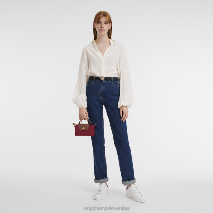 NR0N664 usnjeni izdelki rdeča ženske Longchamp originalna torbica le pliage z ročajem