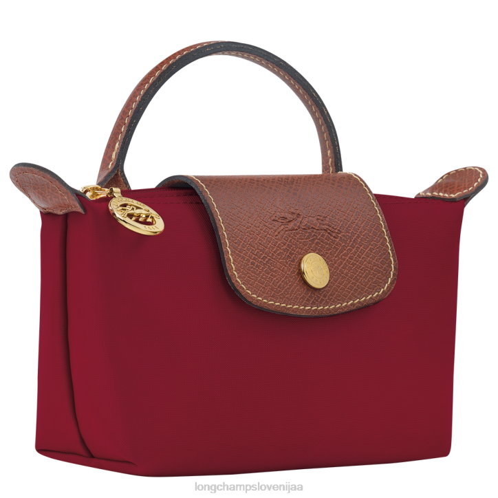 NR0N664 usnjeni izdelki rdeča ženske Longchamp originalna torbica le pliage z ročajem