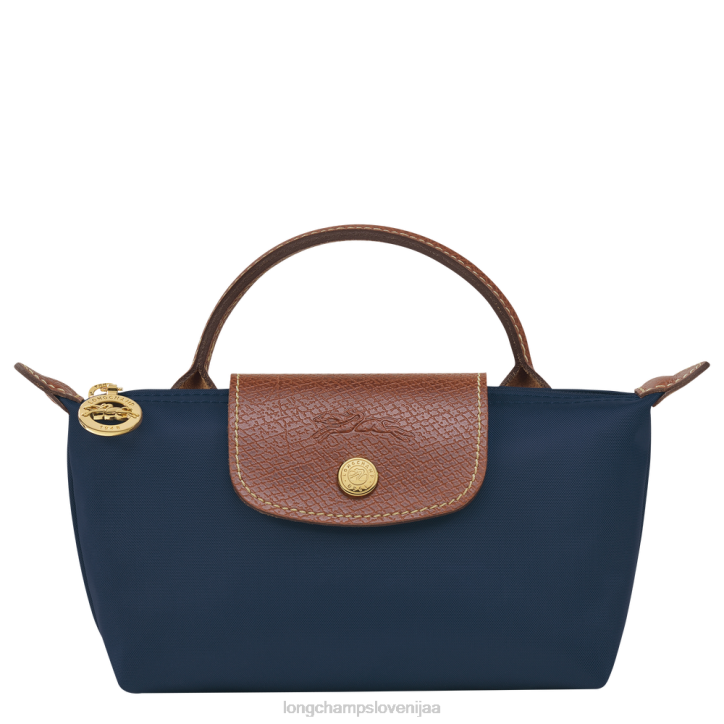 NR0N665 usnjeni izdelki mornarica ženske Longchamp originalna torbica le pliage z ročajem