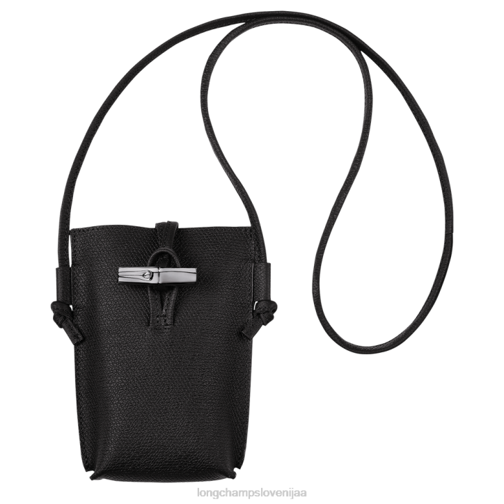 NR0N683 usnjeni izdelki Črna ženske Longchamp roseau etui za telefon s čipko