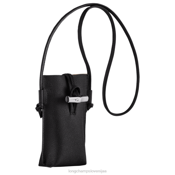 NR0N683 usnjeni izdelki Črna ženske Longchamp roseau etui za telefon s čipko