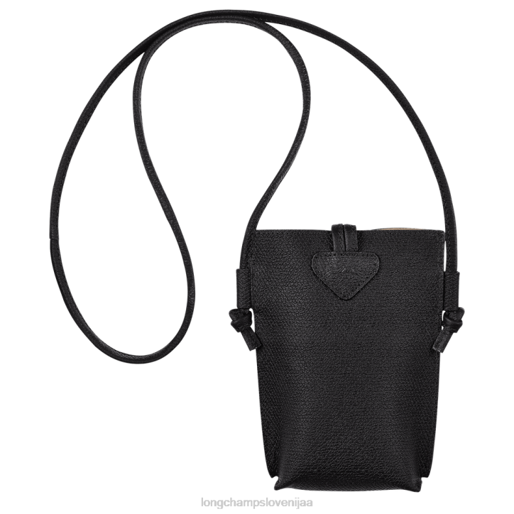 NR0N683 usnjeni izdelki Črna ženske Longchamp roseau etui za telefon s čipko