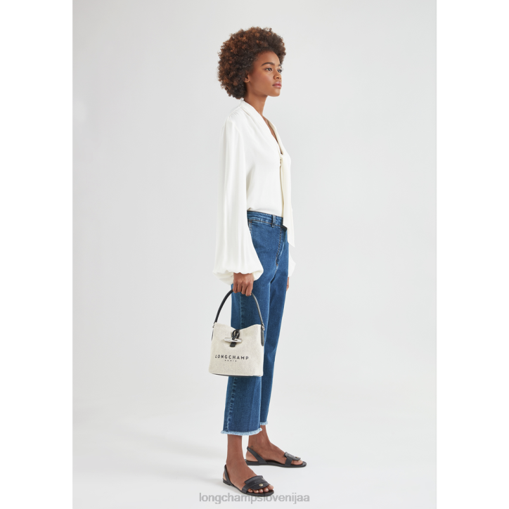NR0N117 vrečke ekru ženske Longchamp roseau bucket bag