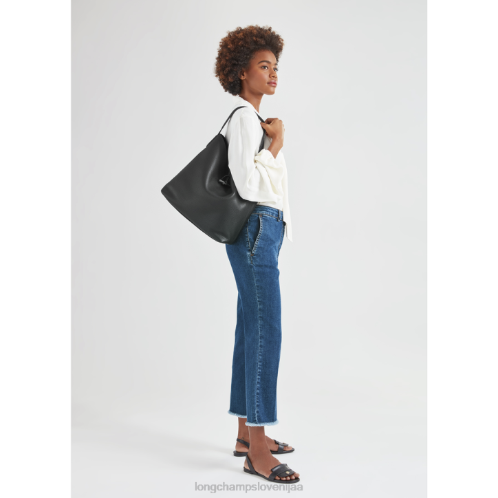 NR0N356 vrečke Črna ženske Longchamp Roseau Essential hobo torba