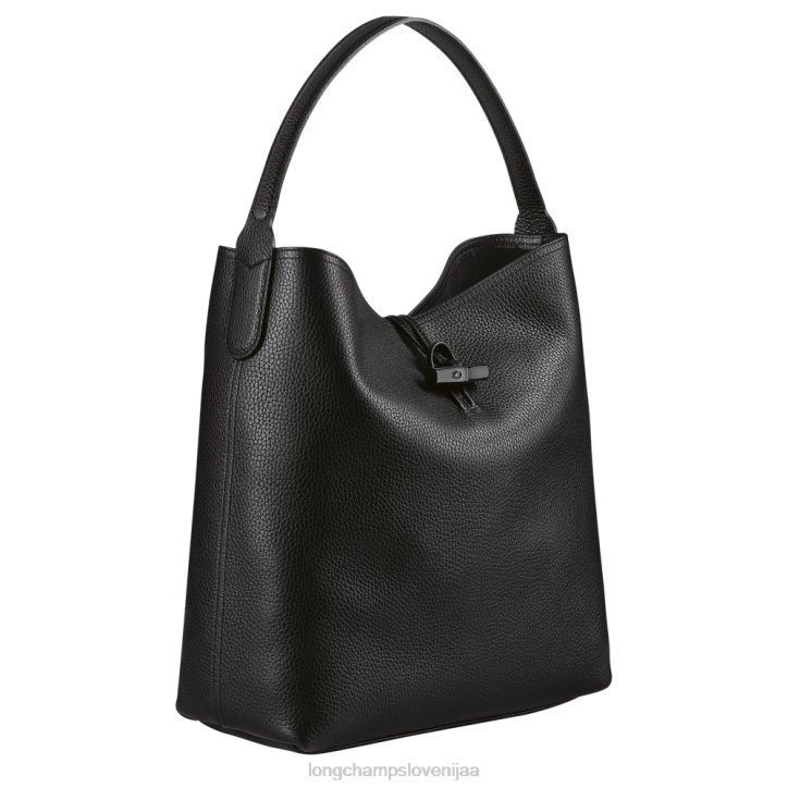 NR0N356 vrečke Črna ženske Longchamp Roseau Essential hobo torba