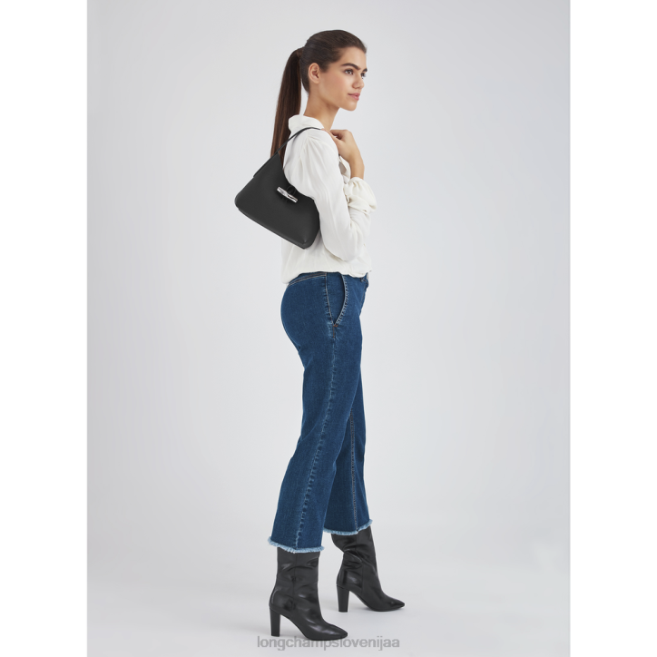 NR0N371 vrečke Črna ženske Longchamp roseau hobo torba