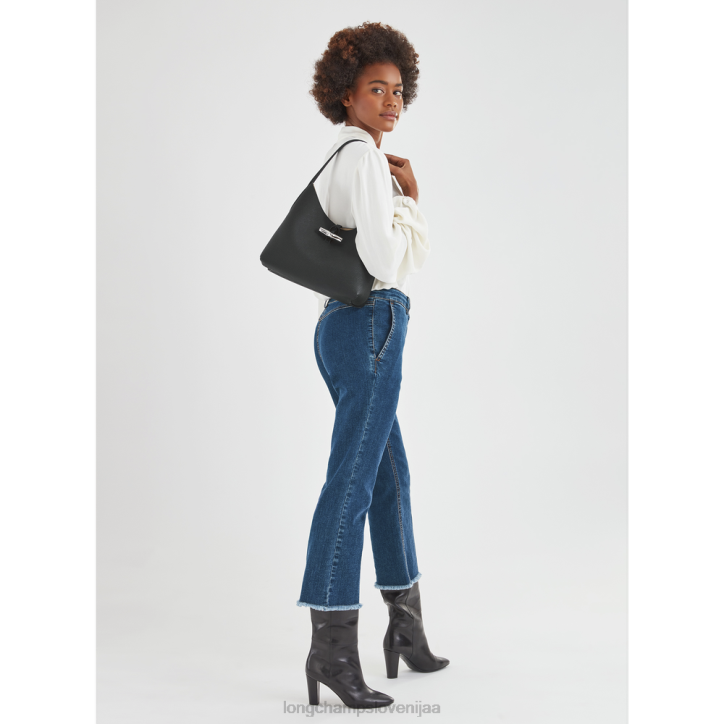 NR0N375 vrečke Črna ženske Longchamp roseau hobo torba