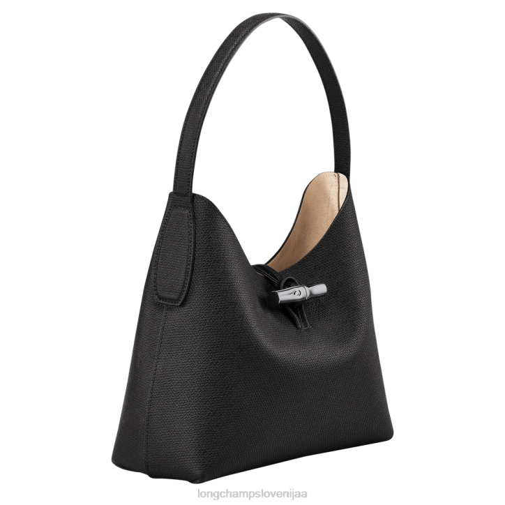 NR0N375 vrečke Črna ženske Longchamp roseau hobo torba