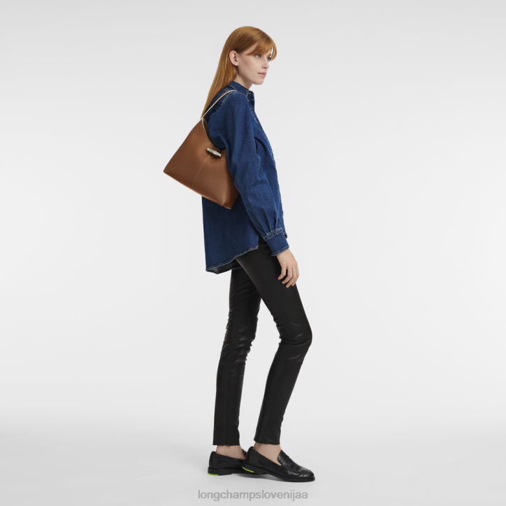 NR0N382 vrečke konjak ženske Longchamp roseau hobo torba