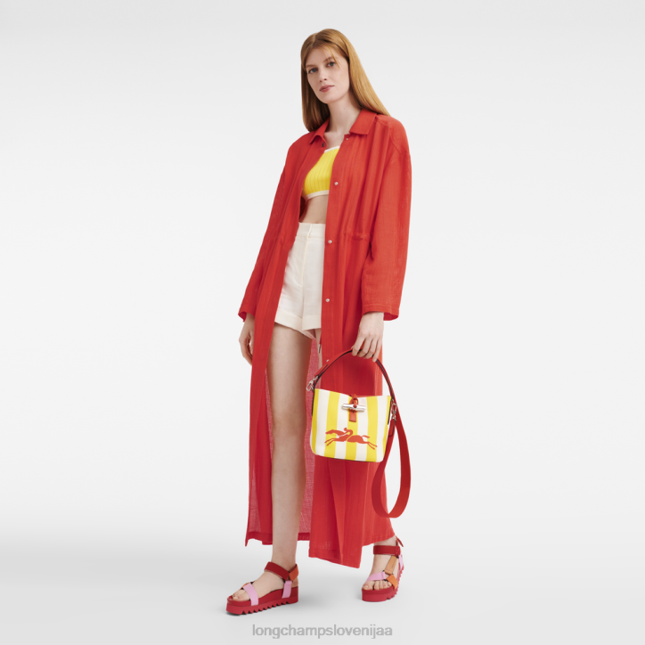 NR0N245 vrečke rumeno/belo ženske Longchamp Roseau Essential bucket bag