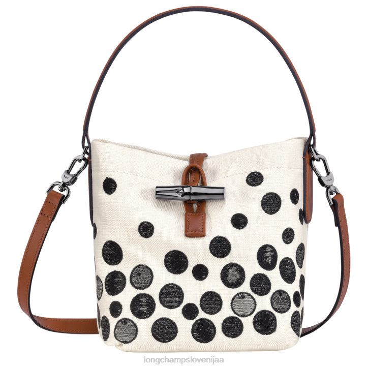 NR0N256 vrečke črnobela ženske Longchamp Roseau Essential bucket bag