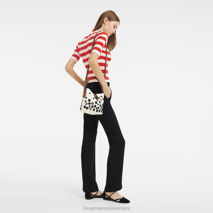 NR0N256 vrečke črnobela ženske Longchamp Roseau Essential bucket bag