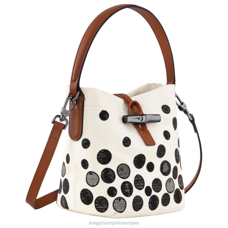 NR0N256 vrečke črnobela ženske Longchamp Roseau Essential bucket bag